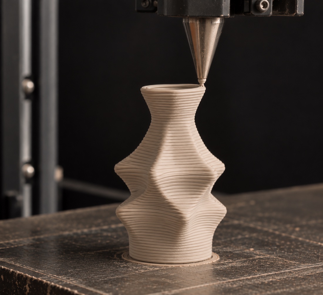 Ceramic prototype being 3D printed